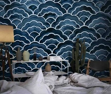 3D Japanese Waves Wallpaper Wall Mural Removable Self-adhesive Sticker 333--JN