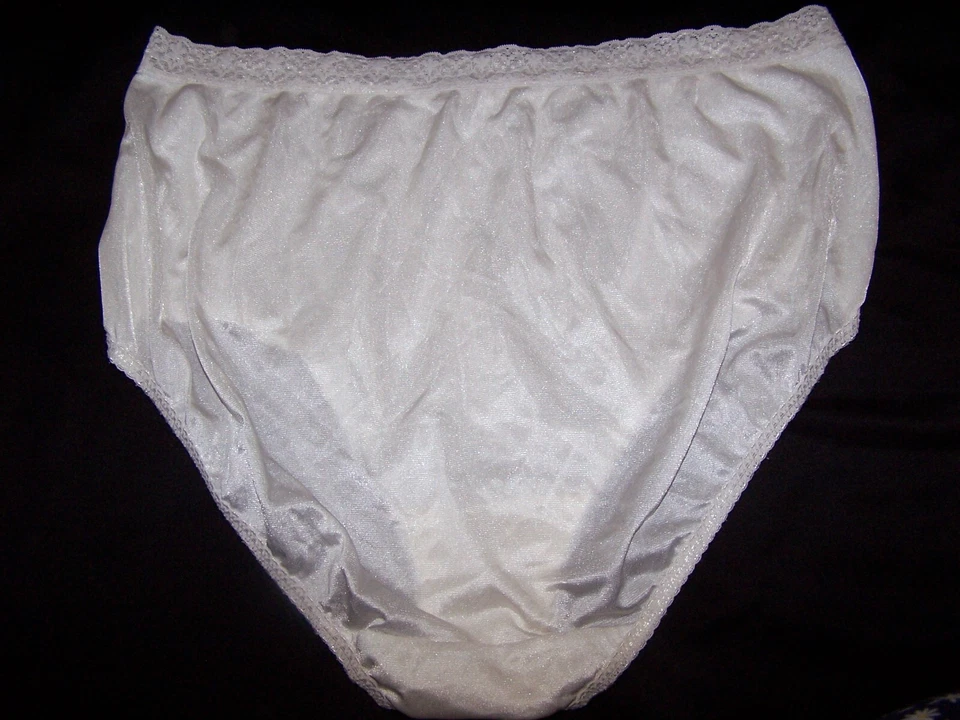 Bragas De Colección Fruit Of The Loom Blanco Pierna Alta Resbaladizas Nylon Sissy Granny Talla 10 Foto 2 de 3