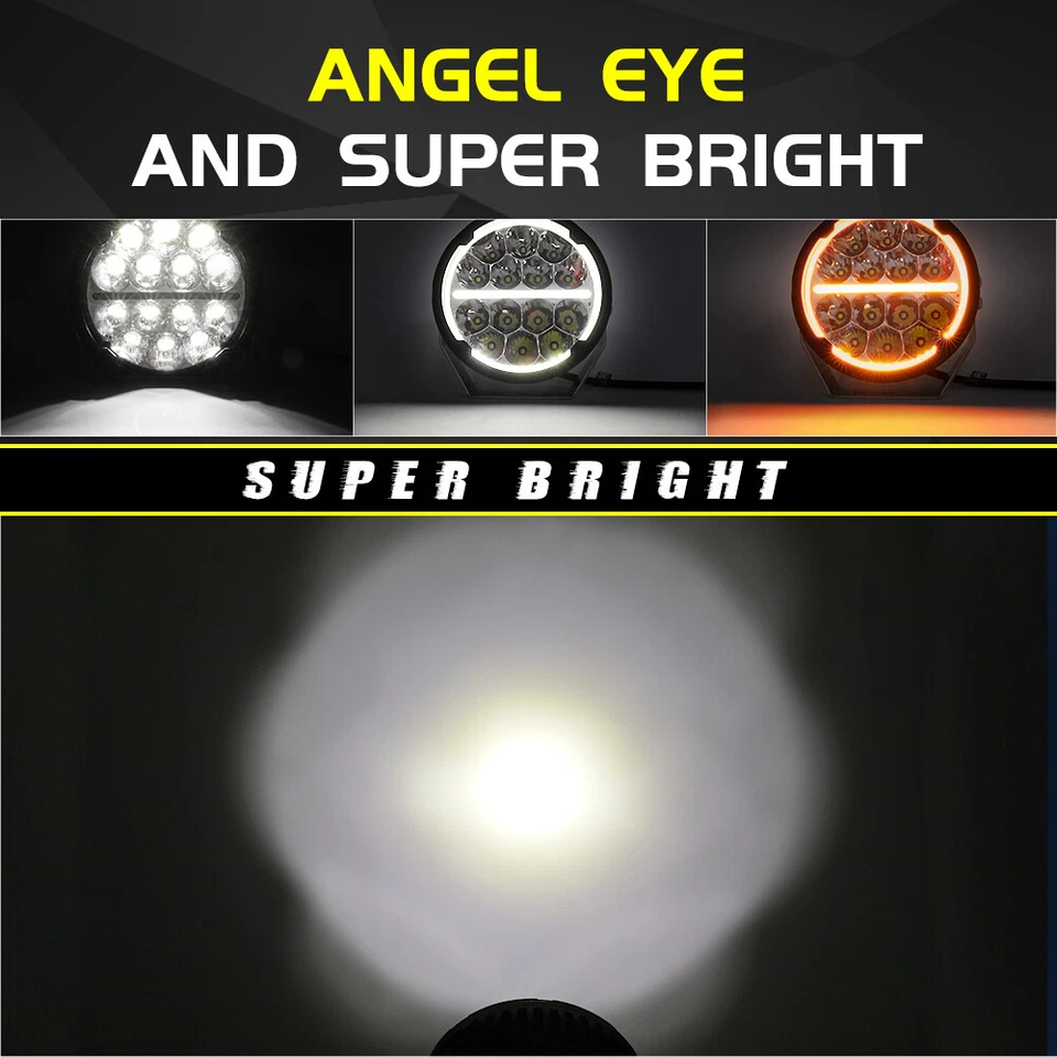 7Inch/9Inch Round LED Work Light 12V 24V Spotlight Headlight Offroad Car Driving - Image 2 of 4