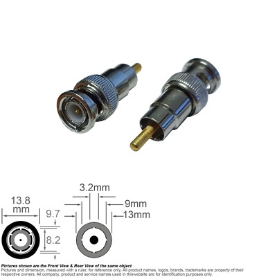 Adapter Coax AV Coaxial Audio Video Connector BNC Male 50 Ohm RCA Male