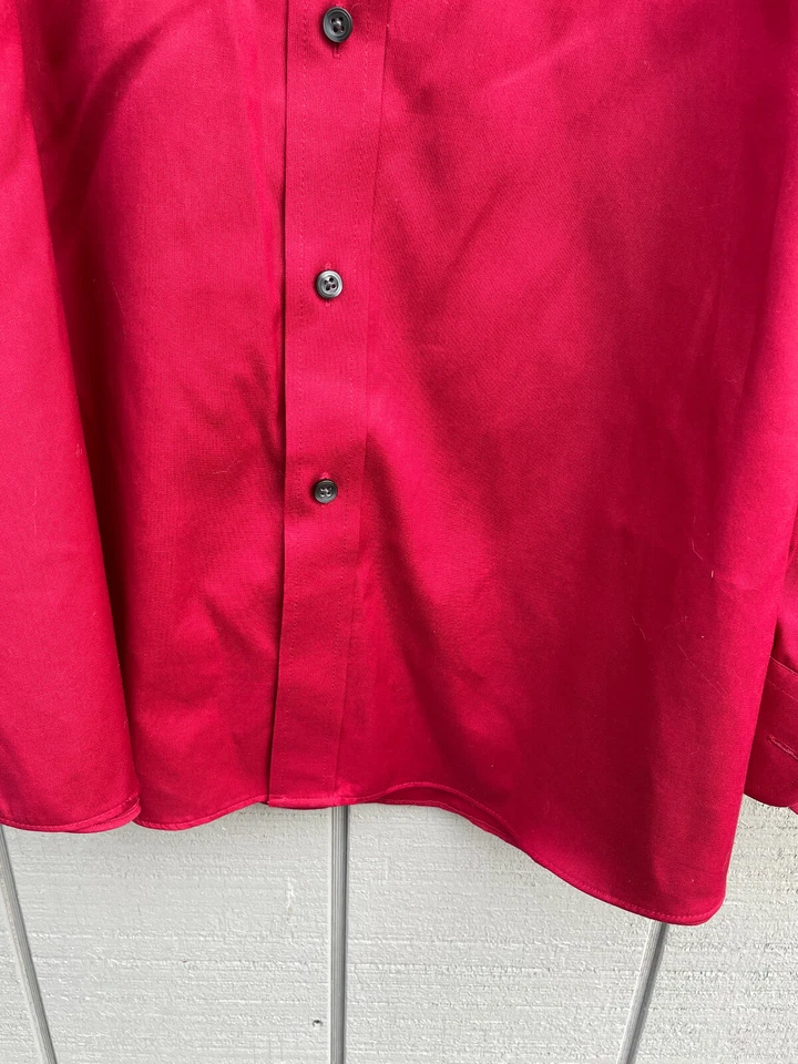 Camisa Club Room Para Hombres Rojo Botón Delantero Manga Larga Talla XL 17 1/2 34/35 Foto 4 de 4