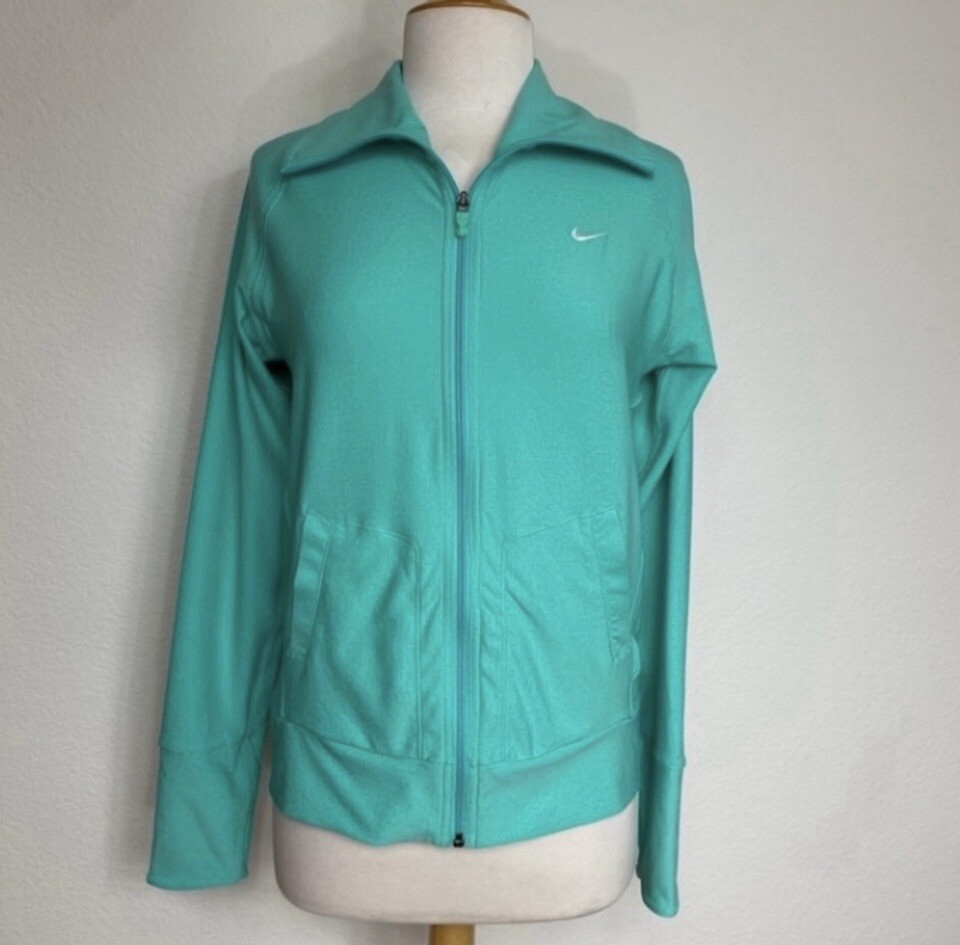 SACAI X NIKE Giacca da pista Nike donna Dri Fit verde come nuova zip elasticizzata taglia media running nuova