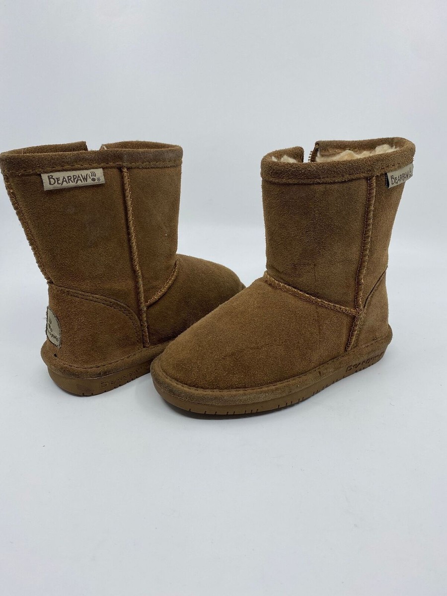 BEARPAW KIDS TODDLER EMMA ZIPPER MID CALF SUEDE SNOW BOOTS sz 8 M