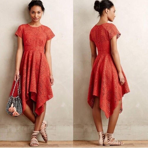 Anthropologie Maeve Orange Red Prima 