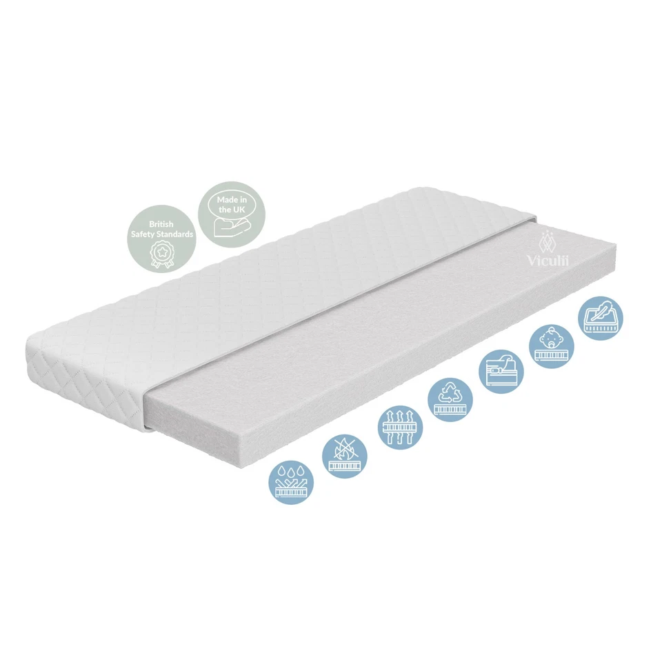 Compact Waffi Mini Baby Cot Space Saver Cot optional fibre mattress 100x50x10cm - Image 3 of 4