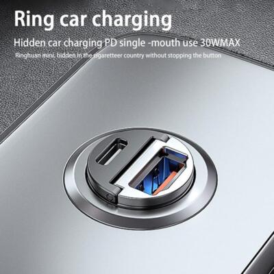 30W Fast Charge Mini Dual USB Type-C PD Car Phone Charger Adapter >