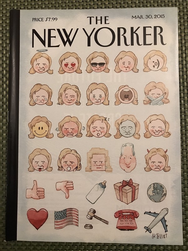 The New Yorker Magazine March 30, 2015 “Clinton’s Emoji” Barry Blitt Brand New