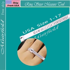 Ring Sizer Measure Tool Reuseable  Gauge Plastic Size Finder US 1-17 US seller