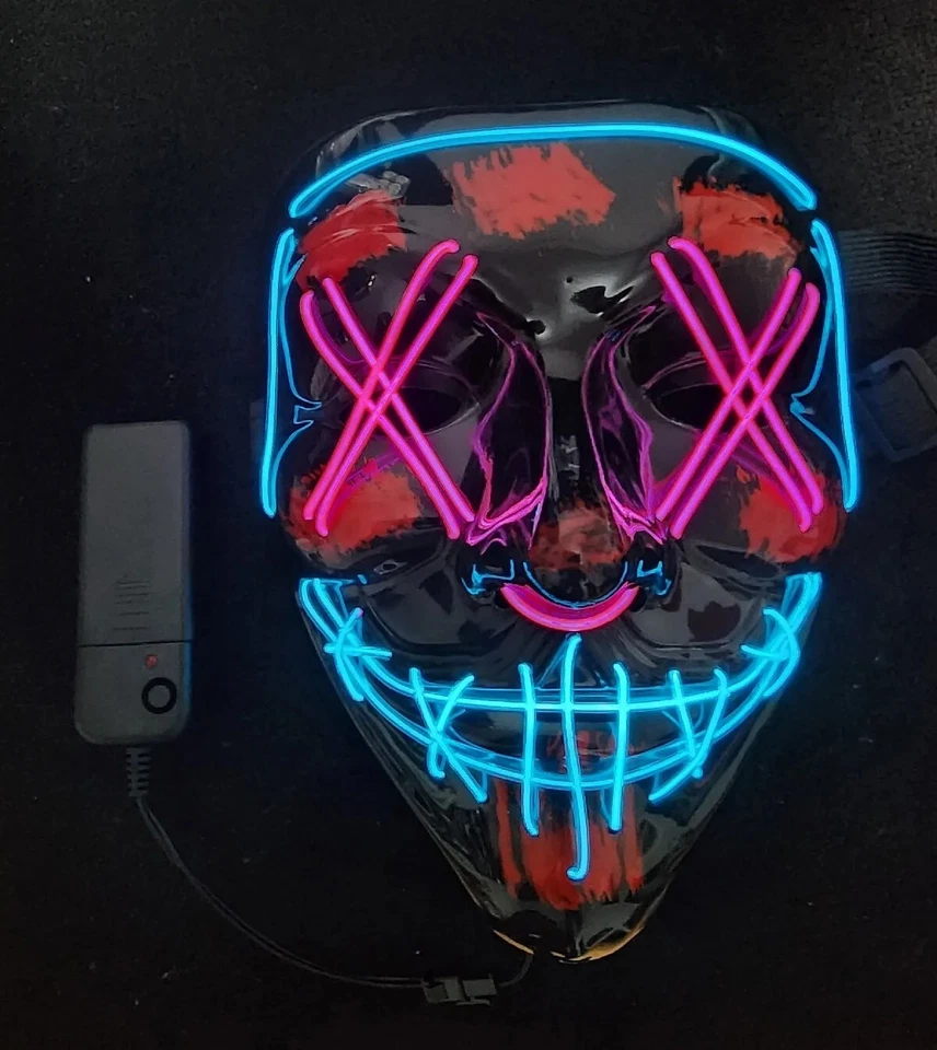 Halloween Purge Light up Mask EL Costume Party LED Glow Mask ORANGE - Image 4 of 4