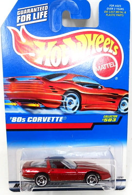 Hot Wheels Coll #503 '80s CORVETTE  Red  MetalFlake Red Card Razor Whls New #S10
