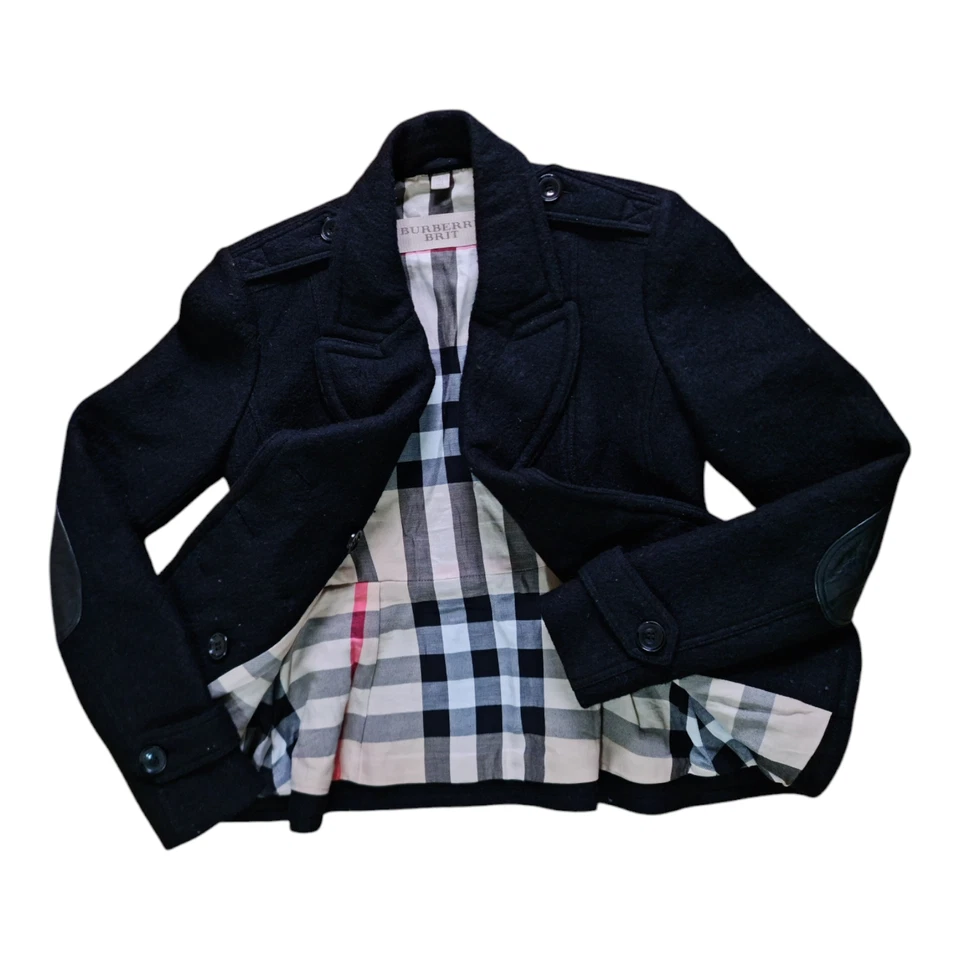 Burberry Brit женщин клетку PeaCoat nova чек смесь короткий черный размер США 4 FRA 36 - Изображение 2 из 4
