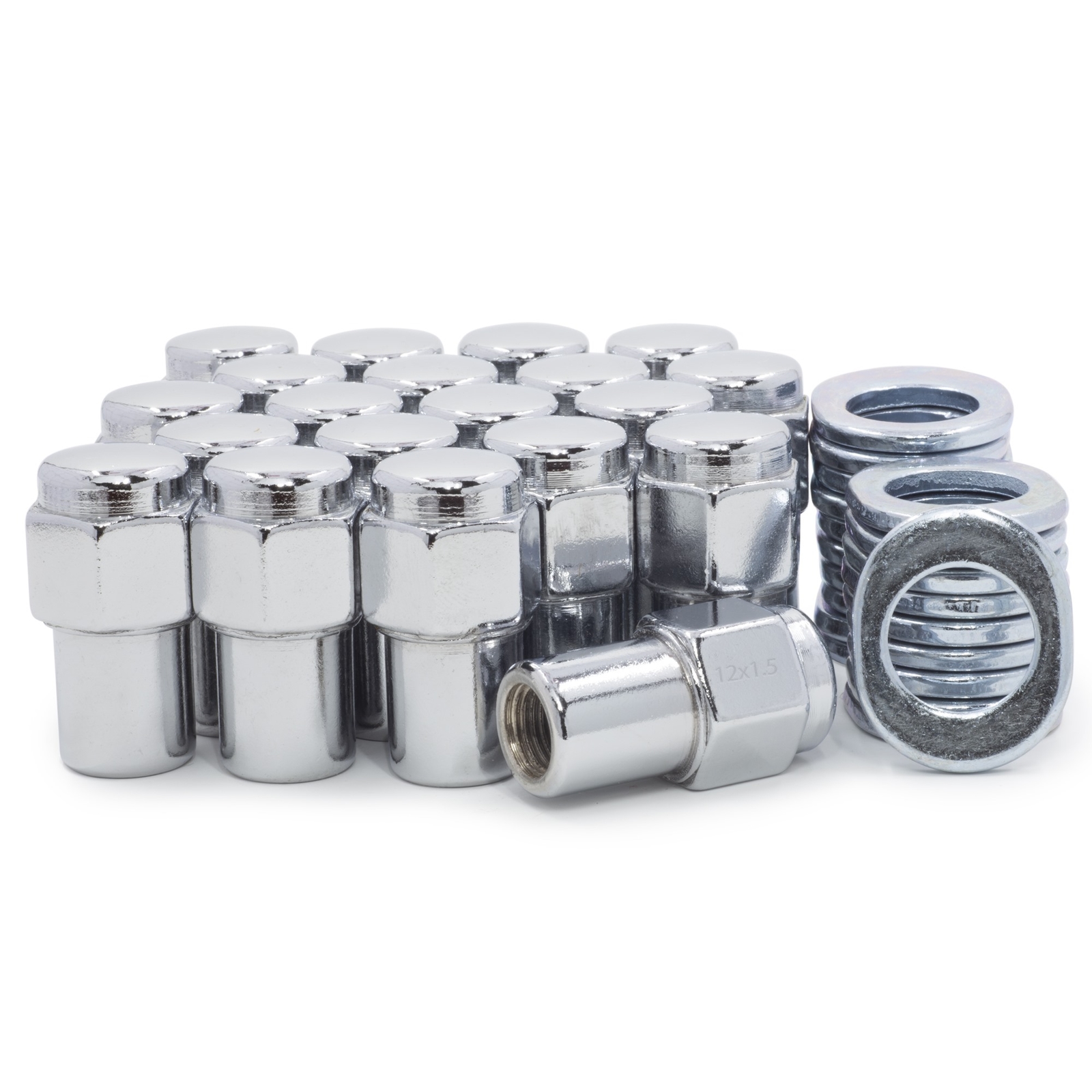 20 Lug Nuts 12x1.5 Chrome Flat Top Mag .75 Shank Keystone Center