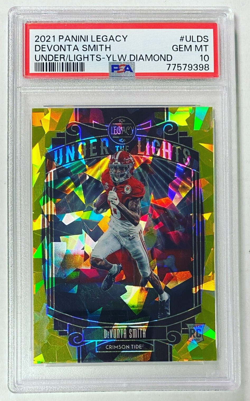 DeVonta Smith Panini Legacy Under the Lights #ULDS Yellow Diamond