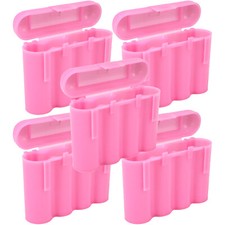 Five 5 EBC Battery AA AAA Pink Plastic Battery Storage Case Holder Box