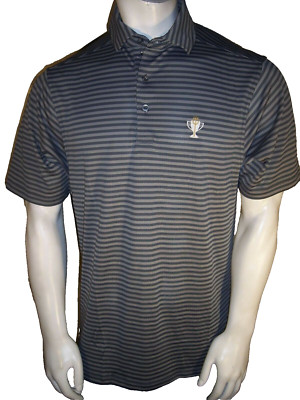 NEW Bobby Jones X-H2O Med (Tall) Gray Stripe Poly/Spandex Polo Mystery Logos