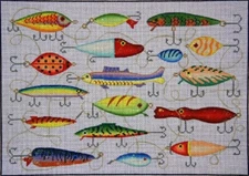 Needlepoint Handpainted JP Needlepoint Lured Tails 12x15