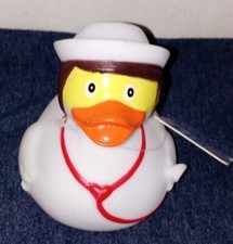 new Nurse Rubber Duck 4" Large Stethoscope Cap Hard Plastic Tag For 6m Bath Toy