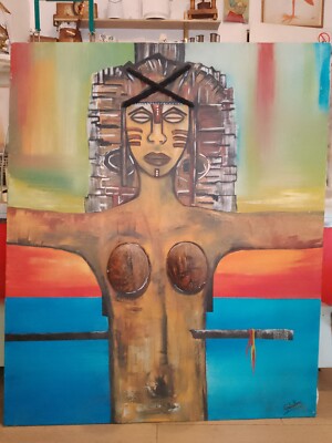 Salvador Gonzalez Escalona  - Afro-Cuban style,  oil on canvas painting (1990)