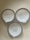 Set of 3 Vintage Pyrex Round Serving Desert Bowls White w/Grey Band - 5.5 in USA