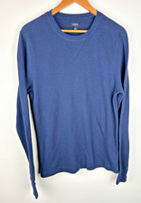 J.Crew Factory Mens M Navy Waffle Knit Crewneck Pullover Thermal Shirt Layering