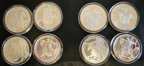 FOUR HORSEMEN OF THE APOCALYPSE 1 OZ SILVER PROOF-LIKE ROUNDS- FULL SET