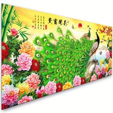 Chinese Style 5D Large Diamond Painting Kits for Adults,Peacock Diamond Art Kits