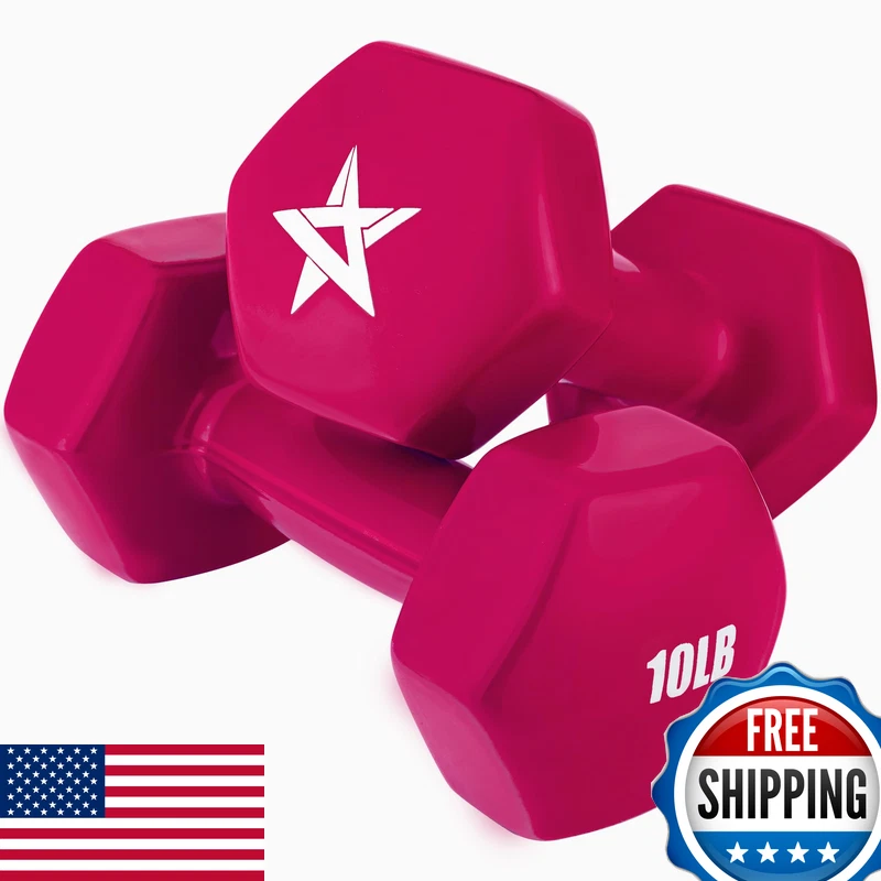 Yes4All Dumbbell Vinyl Coated - 10 Lbs - Pink Yarrow - Pair Mtv9