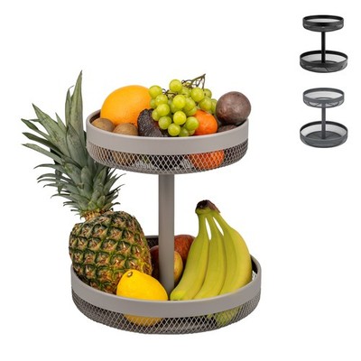 eluno 2-stöckige runde Obstetagere / Brotkorb, Obstschale, Obstkorb aus Metall