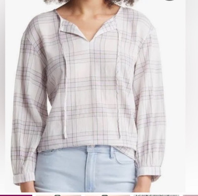 Caslon Women s Plaid Cotton Pullover Shirt Small NWT