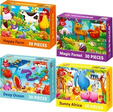 QUOKKA Jigsaw Puzzles For 3 4 Year Olds - 4x30 Toddler Jigsaws for 2 3 Year Old