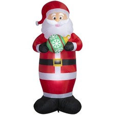 Holiday Time Santa Holding Ornament Christmas Airblown Yard Inflatable,