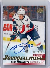 [Signed] 2019-20 Upper Deck Young Guns Exclusives Beck Malenstyn 77/100 Capitals