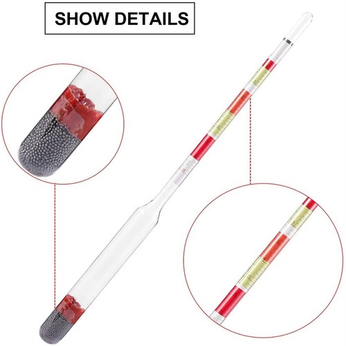 3 Scale Hydrometer Glass Alcohol Brix Meter 3 In 1 Densimeter For Wine Beer MGTI