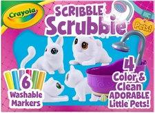 Scribble Scrubbies Tub Set (4 Pets), Holiday for Kids, Washable Pet Care Toy, Co