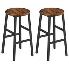 MAHANCRIS Bar Stools, Set of 2 Round Bar Chairs with Footrest, 24.4 Inch Kitc...