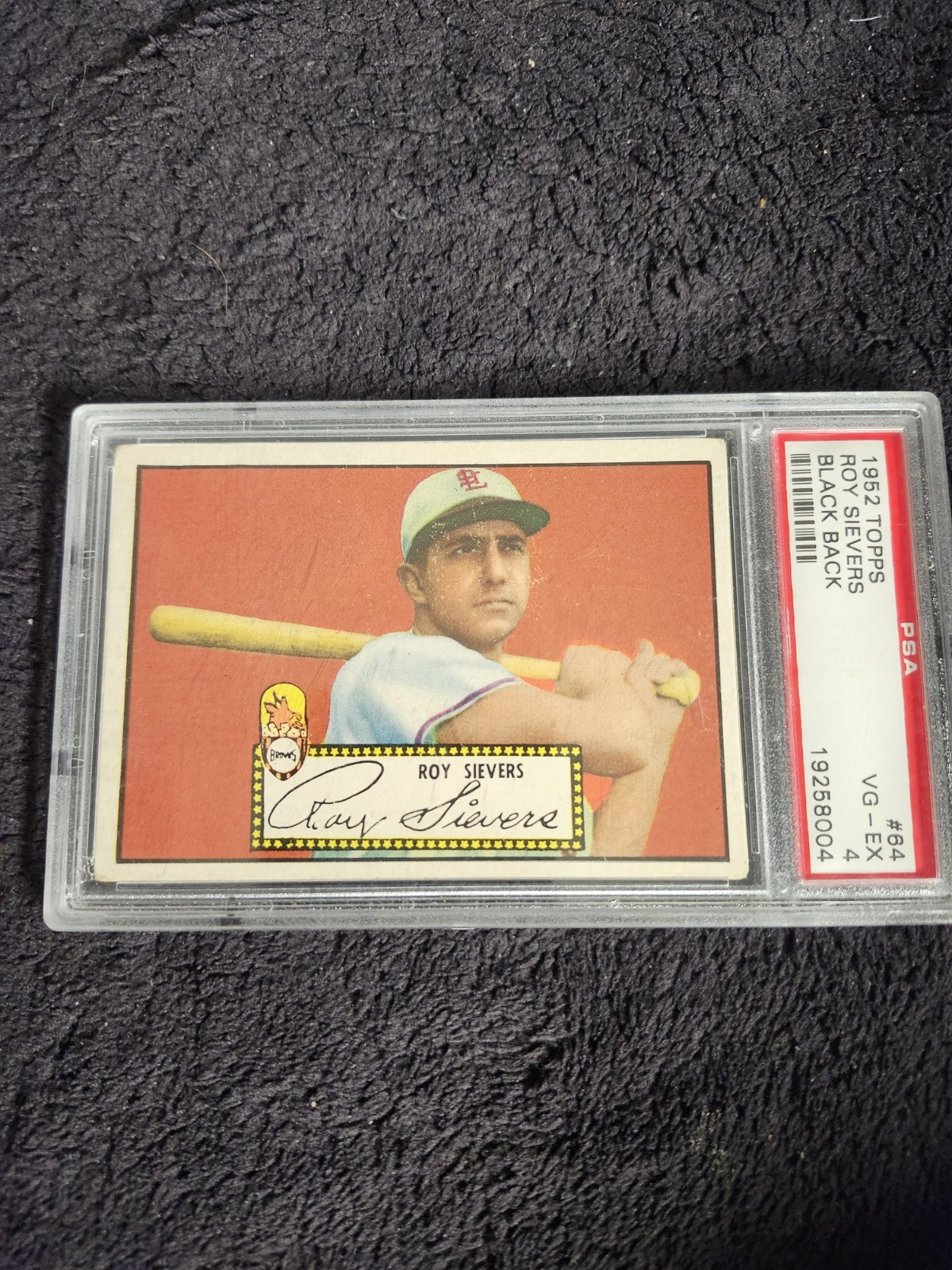 1952 Topps - Roy Sievers #64 Black Back PSA Graded VG-EX 4 St. Louis Browns