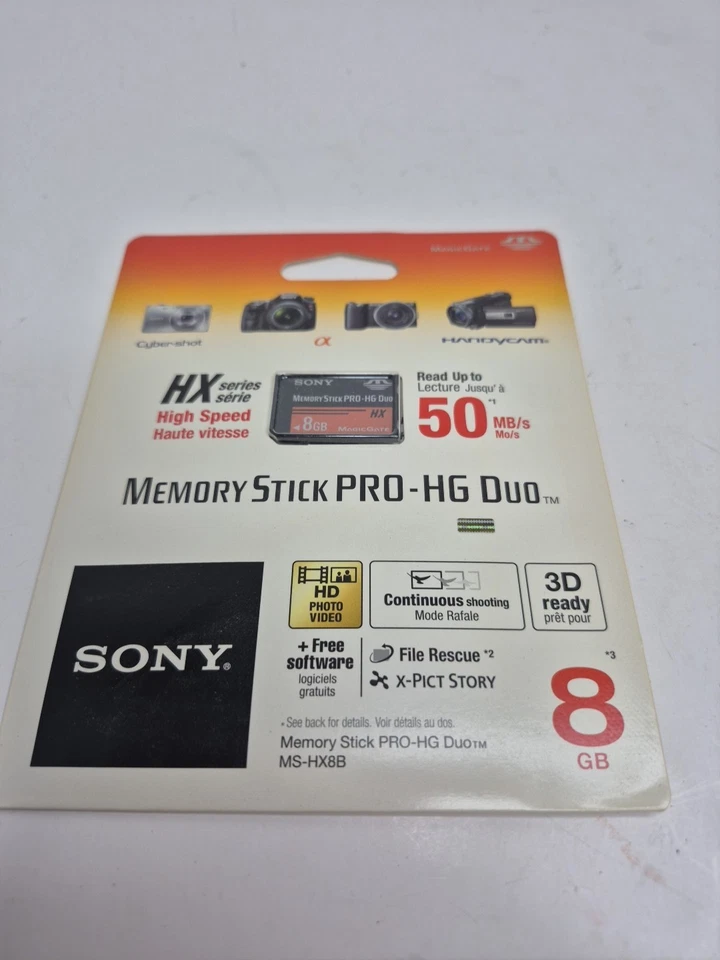 Sony 8GB Memory Stick Pro-HG DUO Card  50MB/s Model MS-HX8B- NEW - Image 2 of 4