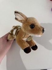 Aurora Miyoni Spotted Fawn Deer Plush 9  Brown White Realistic Stuffed Animal