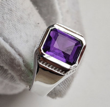 Natural Amethyst Ring 925 Sterling Silver Ring For Men's Engagement Ring , Ring