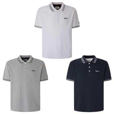 Pepe Jeans Men's Polo Shirt - JETT, Short Sleeve, Button Placket, Solid Color
