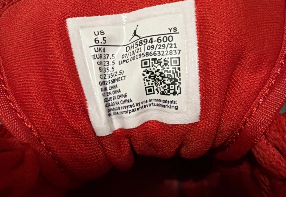 Girls Jordan 1’s Ruby Reds Size 6.5 Youth Sneaker Shoes - Image 3 of 4