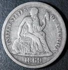 1869-P SEATED LIBERTY DIME