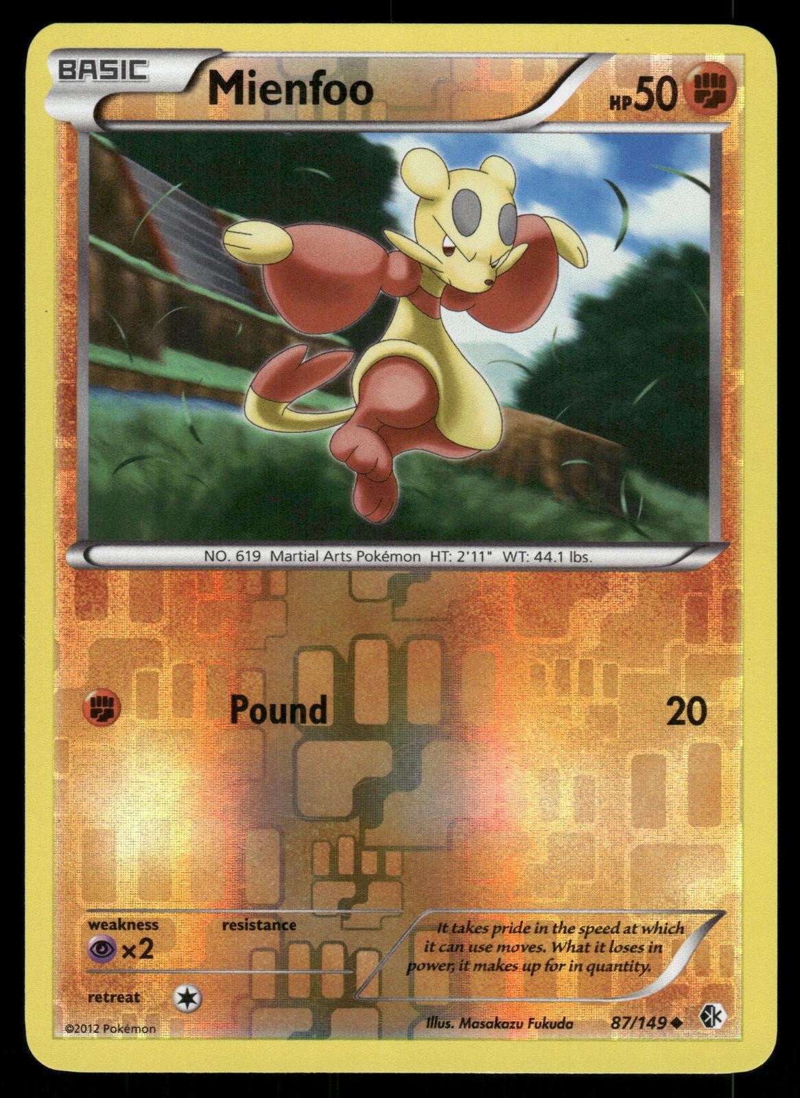 Mienfoo 87/149 Uncommon Boundaries Crossed Pokemon Reverse Holo MP