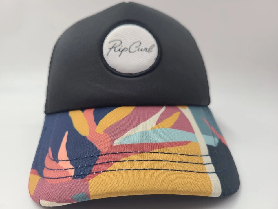 Rip Curl Mesh Trucker Snapback Hat Cap Surf Hawaii Beach Casual Men Women Black - Image 2 of 4