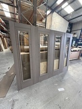 Grey Glazed Internal Room Divider Doors Set Include Frame