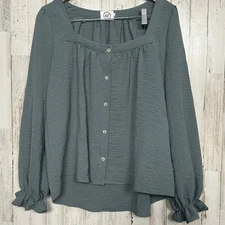 Dang Sassy Boutique Blouse Medium Large Olive Green Cottagecore Boho Feminine