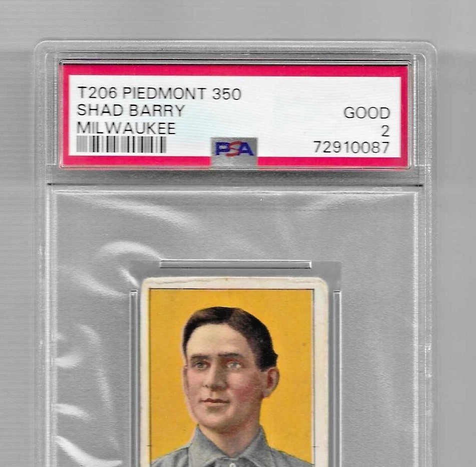 1909-11 T206 PIEDMONT 350 TOBACCO BASEBALL CARD PSA 2 NQ SHAD BARRY BREWERS - Image 2 of 4