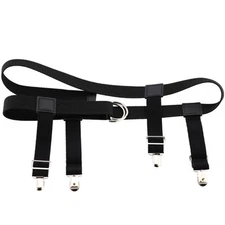 Unisex Elastic Waist Belt with Garter Suspender Clip Stocking Pants Holder Strap