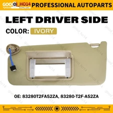 83280T2FA52ZA For 2013-2017 Honda Accord Left Driver Sun VIsor illuminated ivory