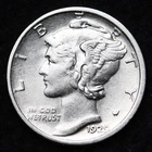 1929-D Mercury Silver Dime Nice AU FREE SHIPPING